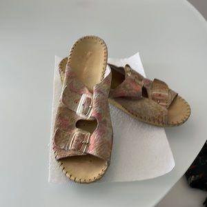 La Plume Italian made leather slip on wedge sandals